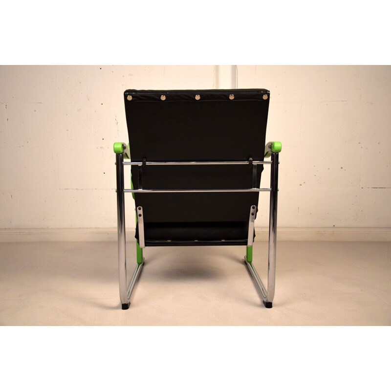 Vintage-Sessel aus Leder, Chrom und schwarzem Lack Serie experiment von Yrjoo Kukkapuro für Avarte, Finnland 1982
