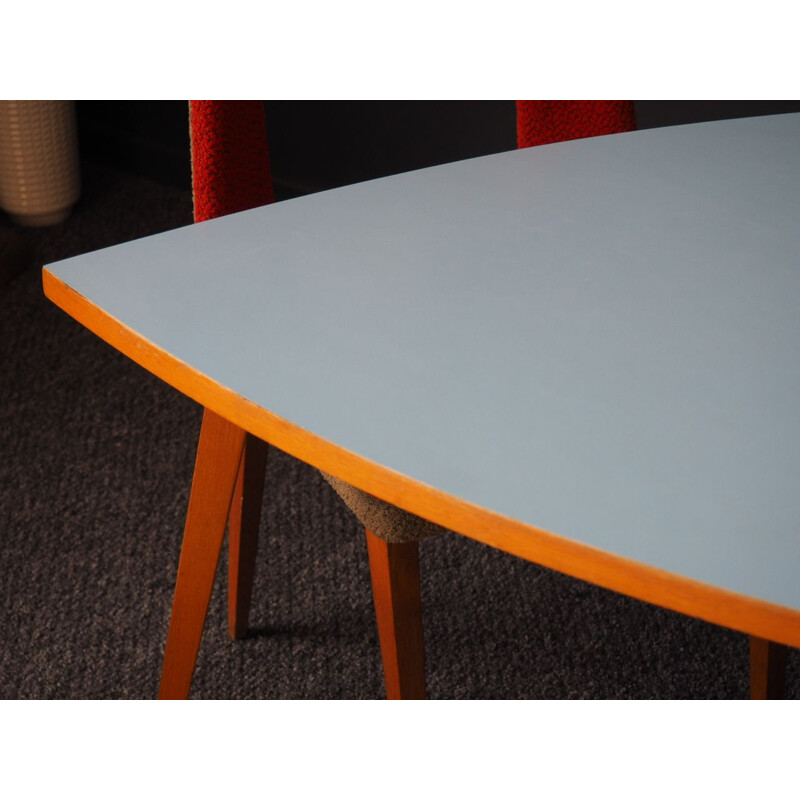 Vintage orange dining set with 3 chairs, 1960