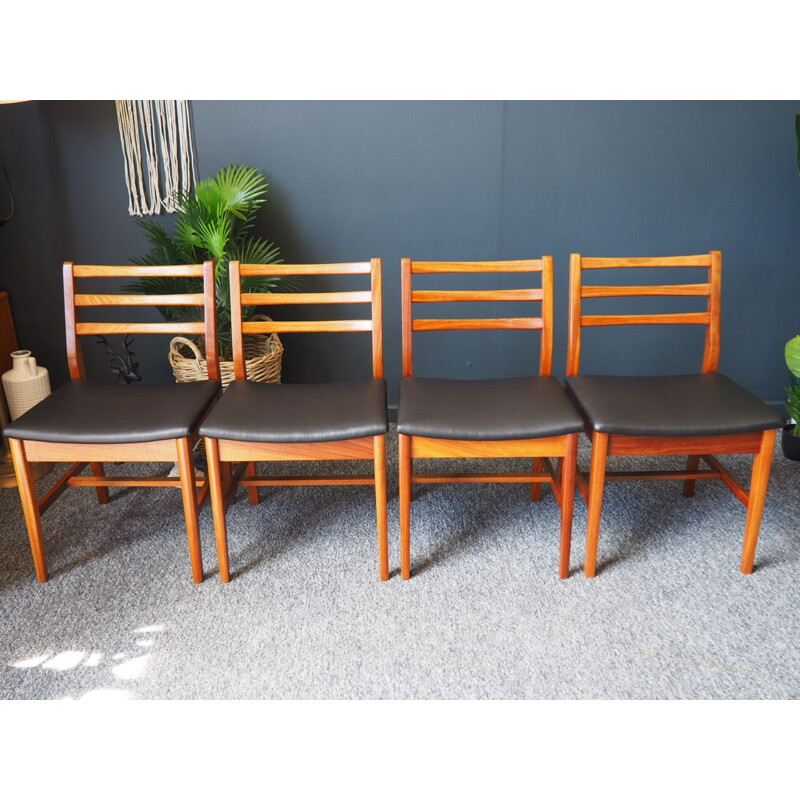 Ensemble de 4 chaises à repas vintage en teck par A&FH Furniture