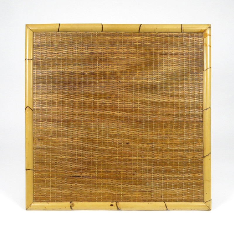 Mesa de centro vintage de bambú y ratán, 1970