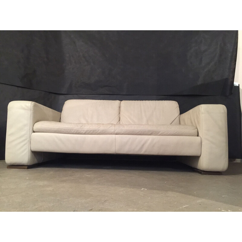 Sofá de creme branco Vintage da Natuzzi Itália