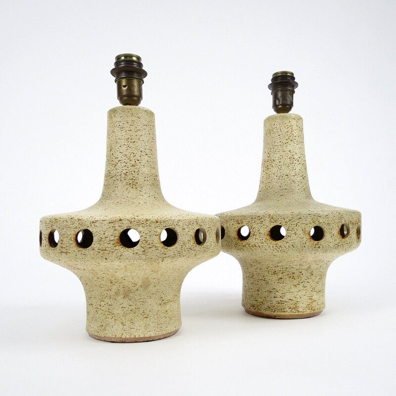 Pair of German ceramic lamps, 1970s