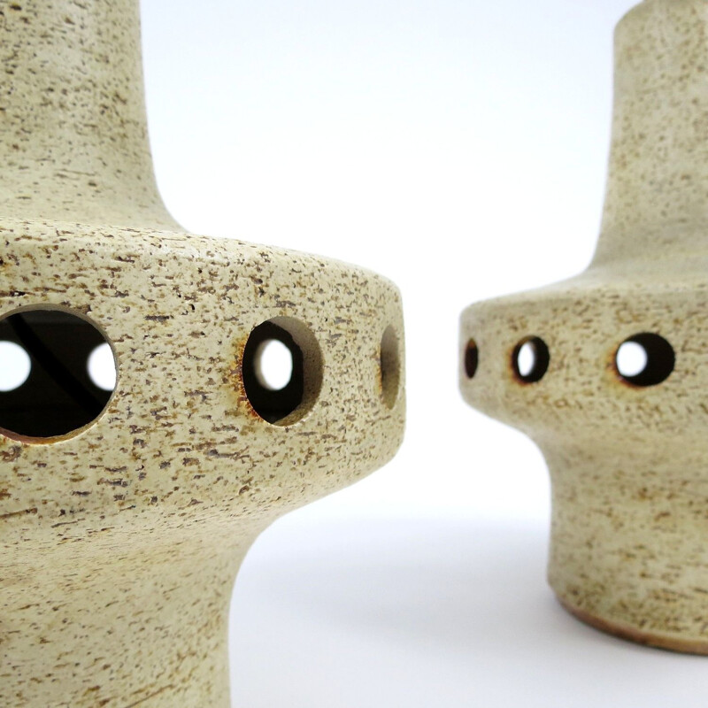 Pair of German ceramic lamps, 1970s