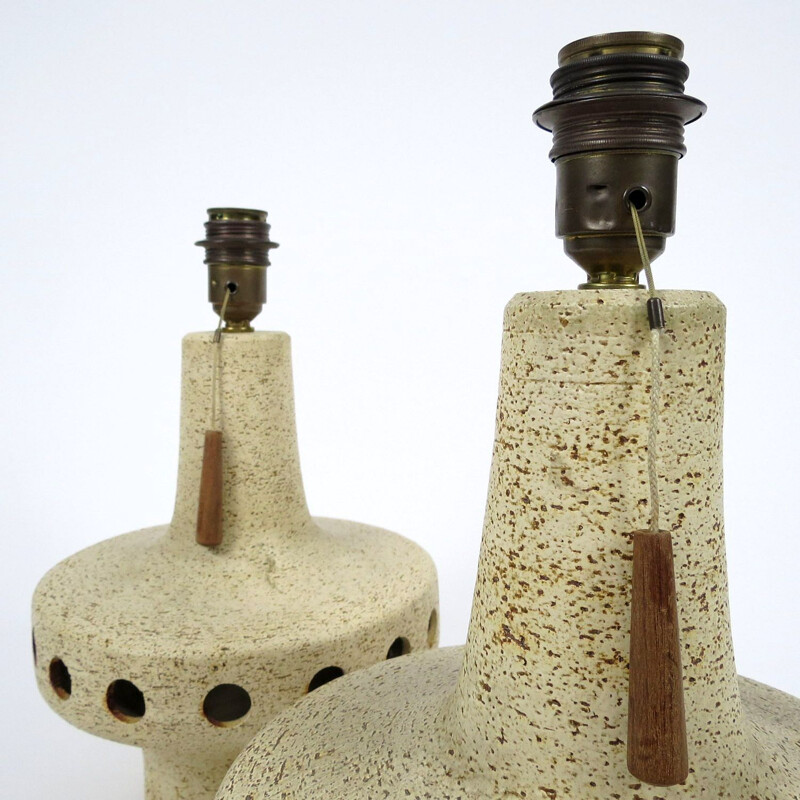 Pair of German ceramic lamps, 1970s