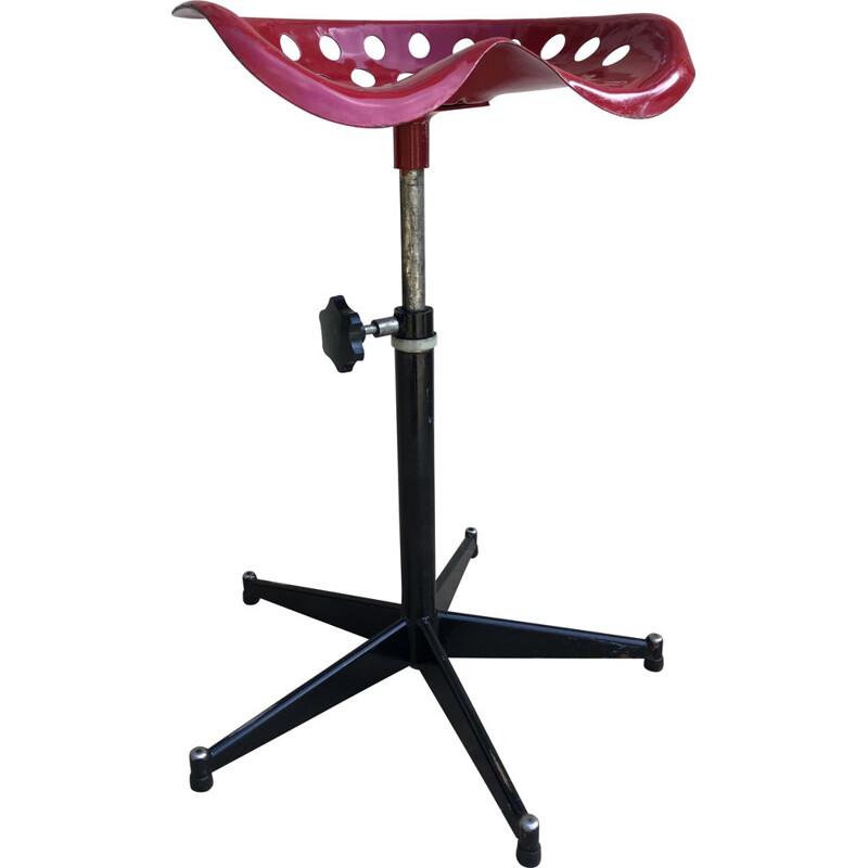 Vintage adjustable steel stool