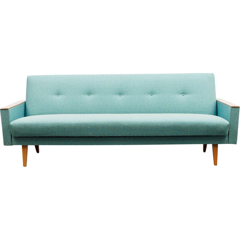 Vintage 3-seater sofa in beech and fabric, 1960s