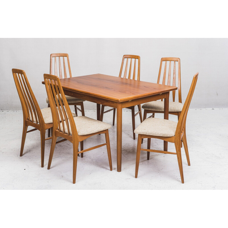 Set of 6 vintage dining chairs model Eva from Koefoeds Møbelfabrik, 1960s