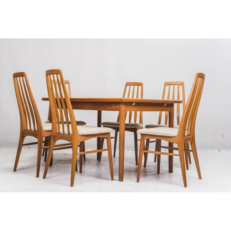 Set of 6 vintage dining chairs model Eva from Koefoeds Møbelfabrik, 1960s