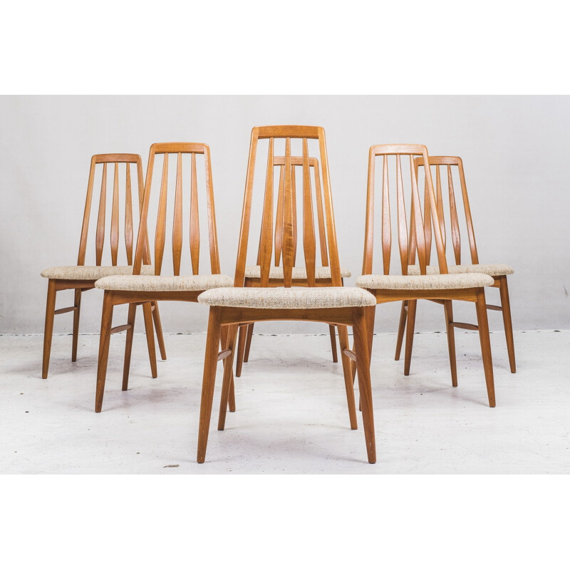 Set of 6 vintage dining chairs model Eva from Koefoeds Møbelfabrik, 1960s