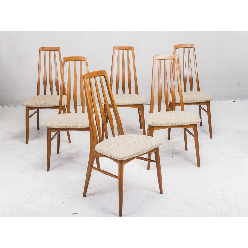 Set of 6 vintage dining chairs model Eva from Koefoeds Møbelfabrik, 1960s