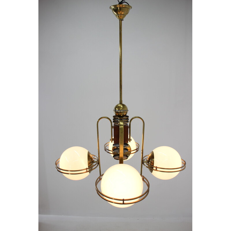 Art Deco brass vintage chandelier, 1930s