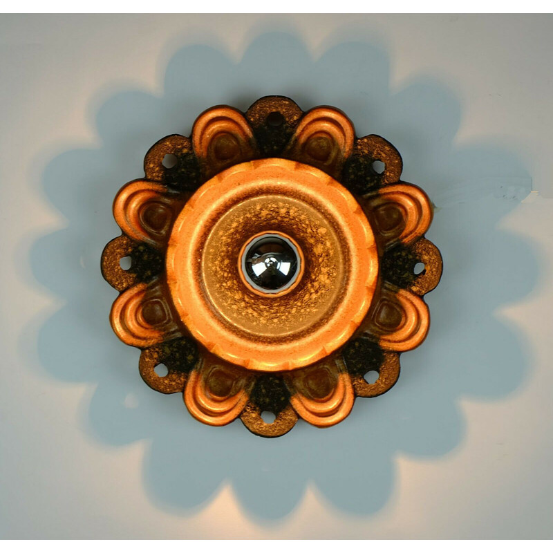 Flower-shaped ceramic vintage wall lamp, 1970s