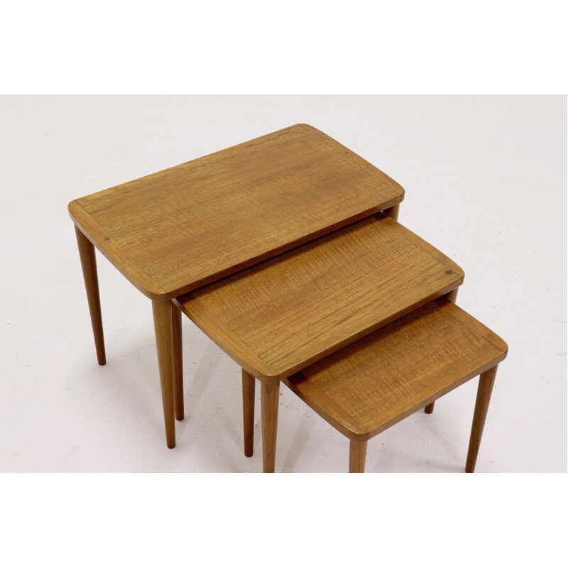 Set of 3 teak vintage nesting tables, 1960s