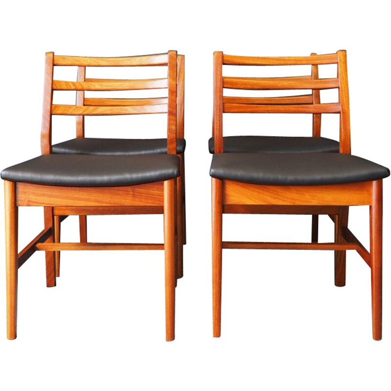 Set aus 4 Esszimmerstühlen im Vintage-Stil aus Teakholz von A