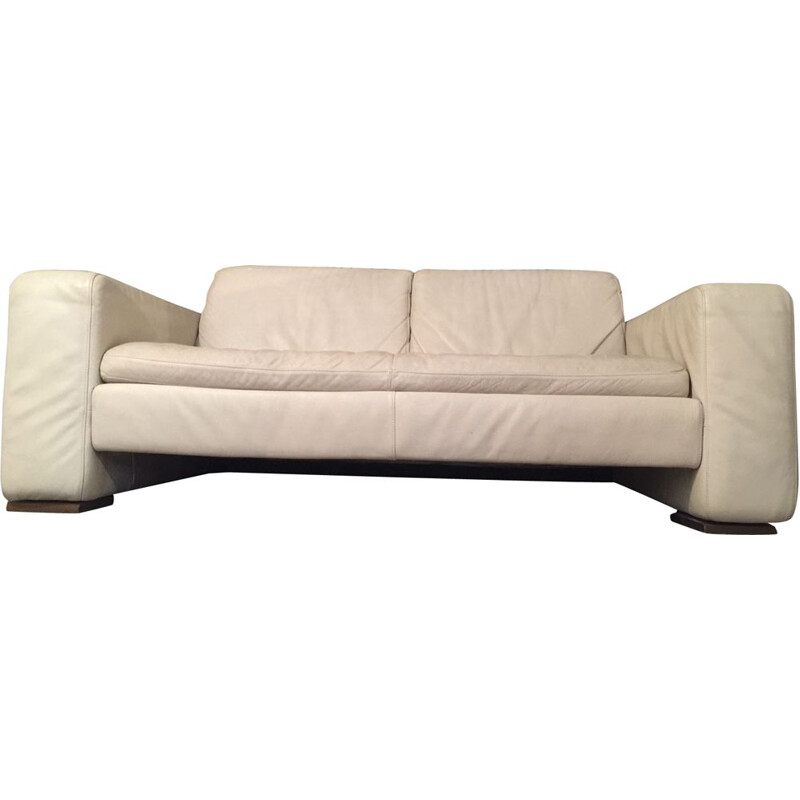 Vintage white cream sofa by Natuzzi Italy 