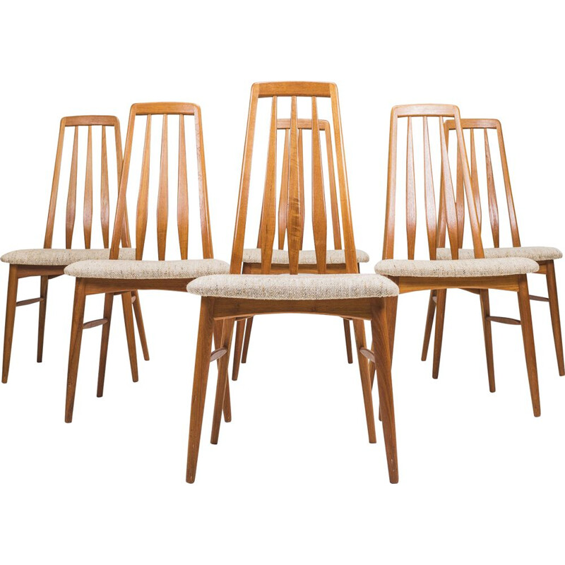 Set of 6 vintage dining chairs model Eva from Koefoeds Møbelfabrik, 1960s