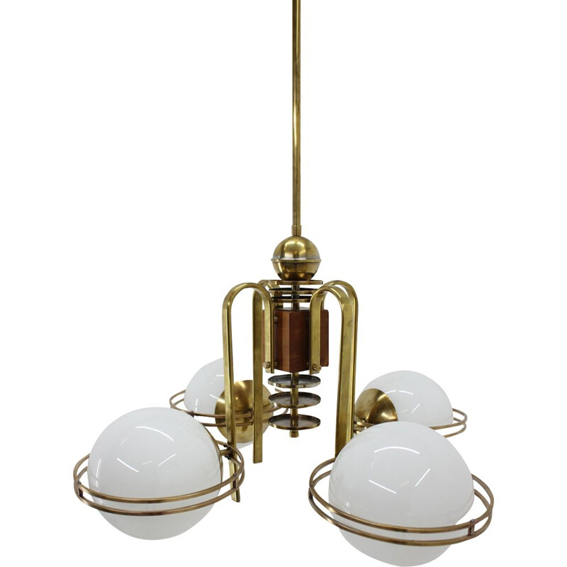 Art Deco brass vintage chandelier, 1930s