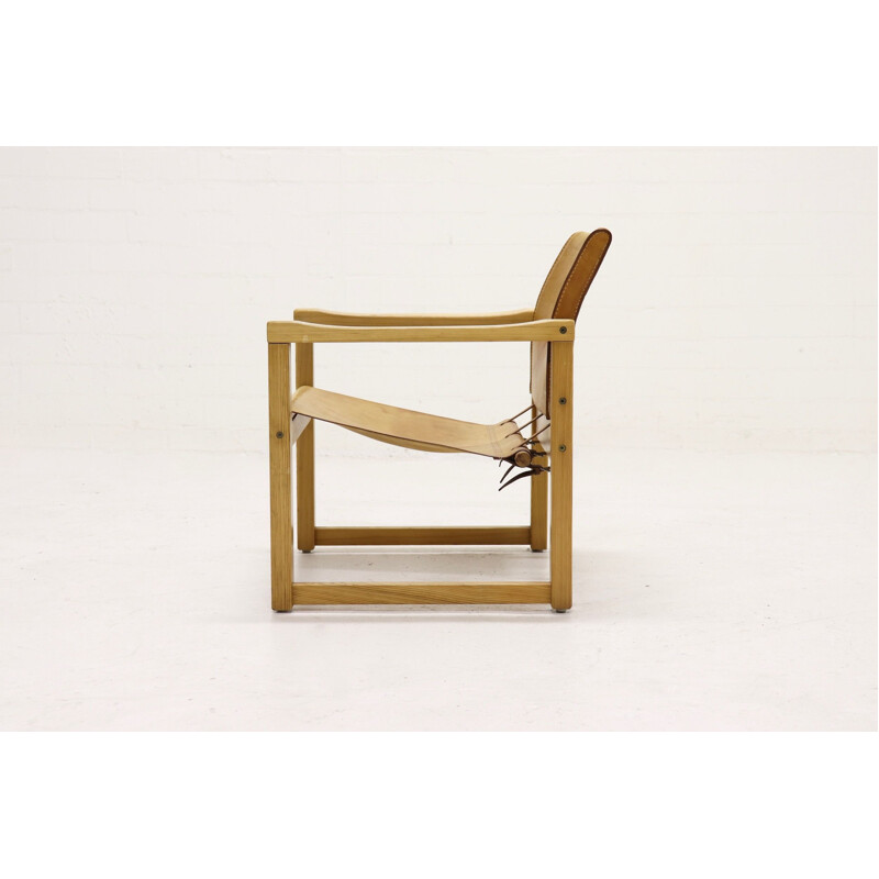 Pine and leather vintage Safari armchair by Karin Mobring for IKEA, 1970s