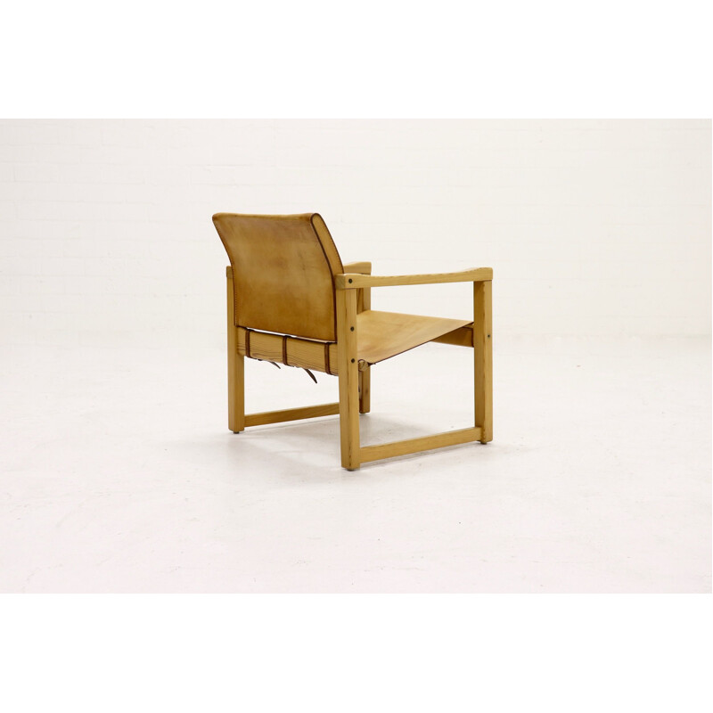 Pine and leather vintage Safari armchair by Karin Mobring for IKEA, 1970s