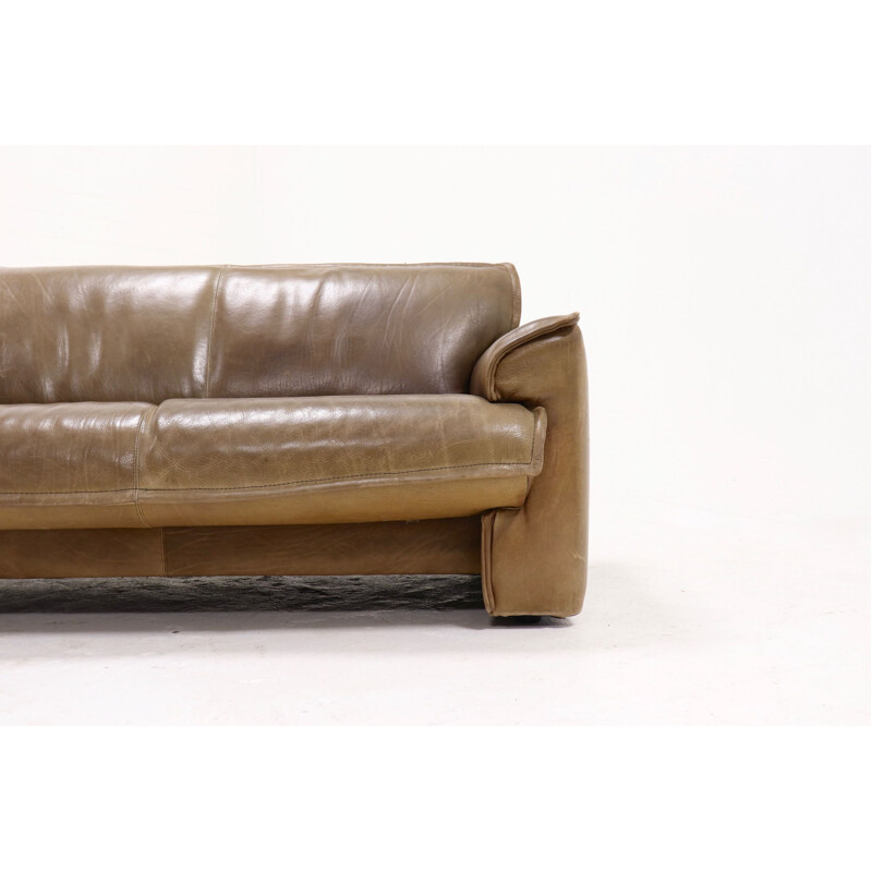 Leather vintage 3-seater sofa by Hugo de Ruiter for Leolux, 1970s