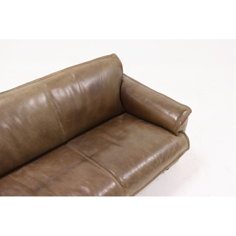 Leather vintage 3-seater sofa by Hugo de Ruiter for Leolux, 1970s