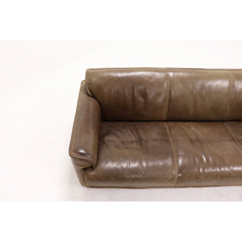 Leather vintage 3-seater sofa by Hugo de Ruiter for Leolux, 1970s