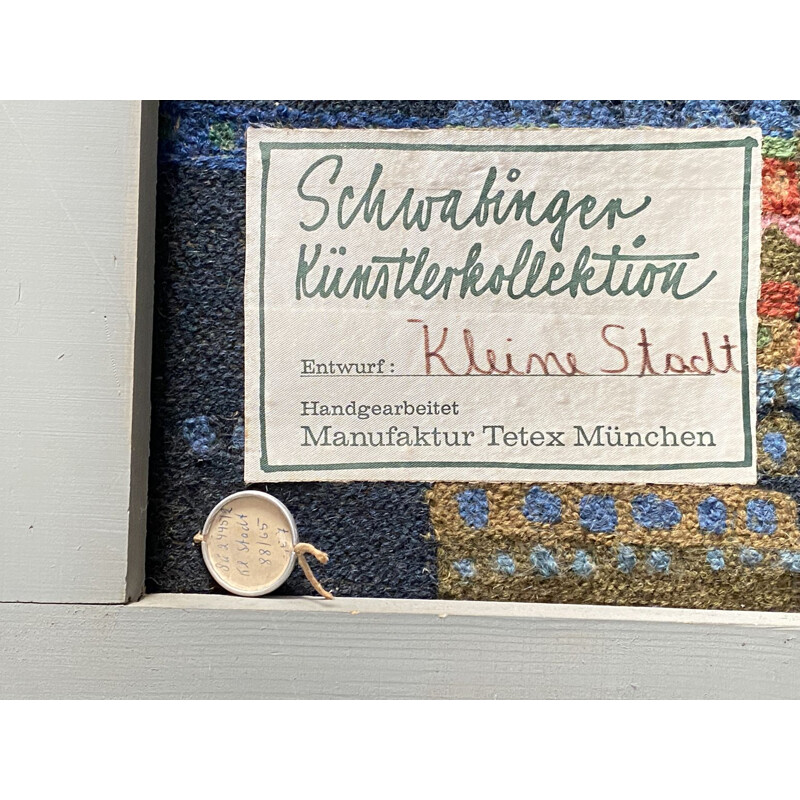 Wool tapestry vintage wall rug designed by Schwabinger Künstlerkollektion München, 1960
