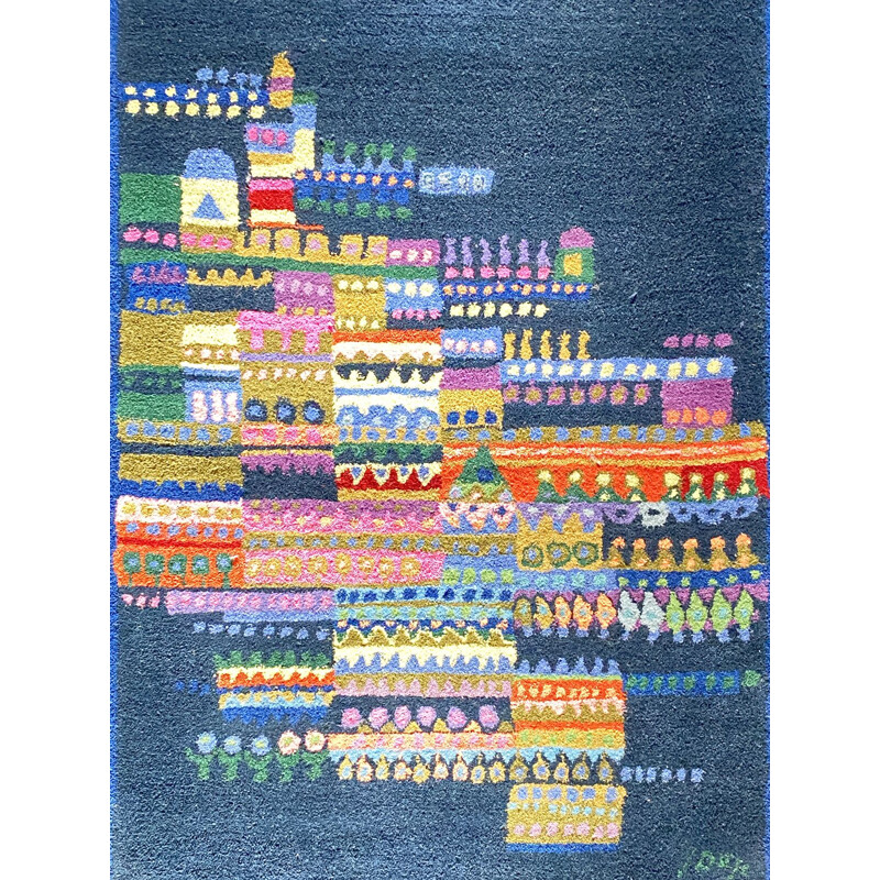 Tapis mural vintage en laine conçu par la Schwabinger Künstlerkollektion München, 1960