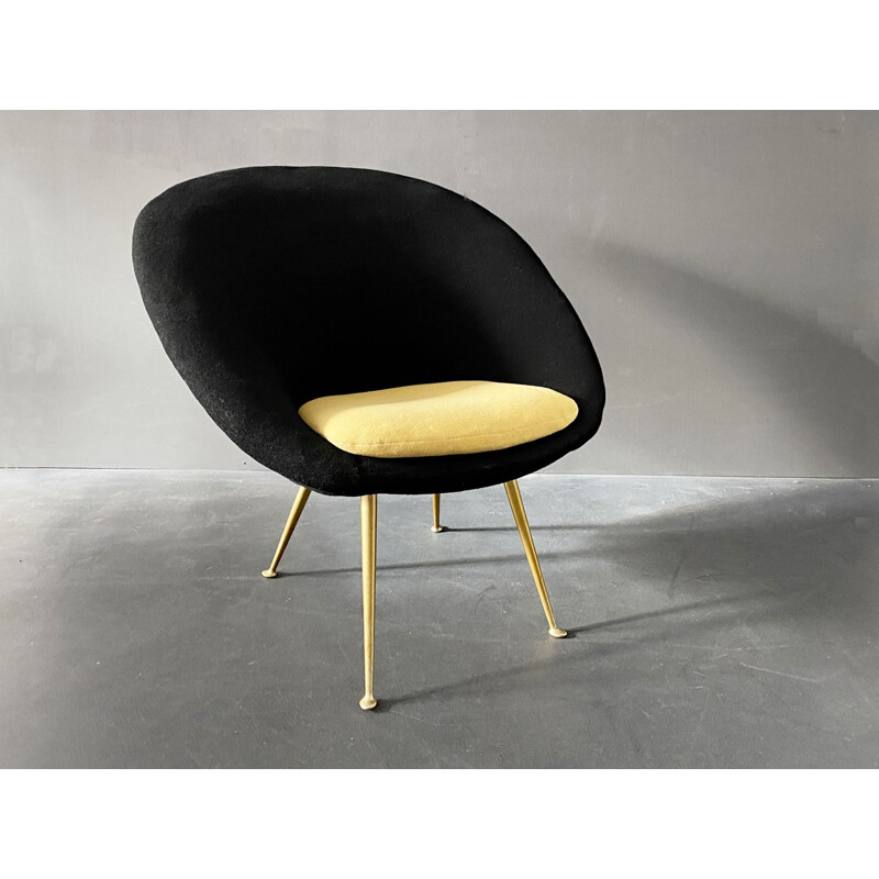 Vintage black and gold cocktail chair, Italy, 1950