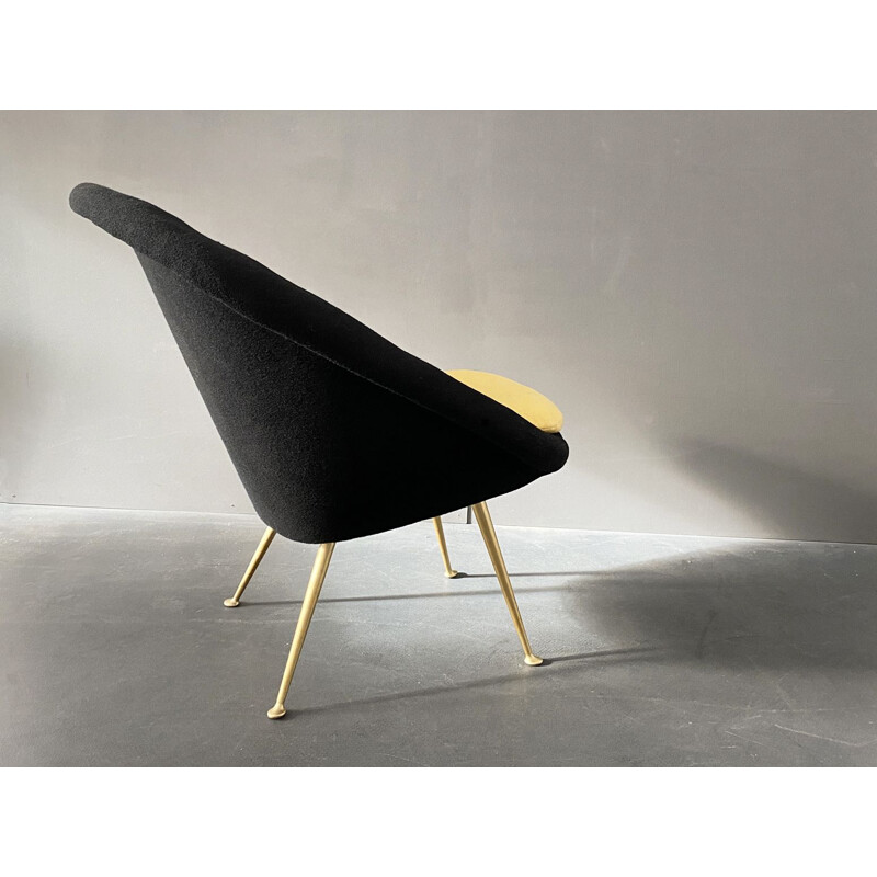 Vintage black and gold cocktail chair, Italy, 1950