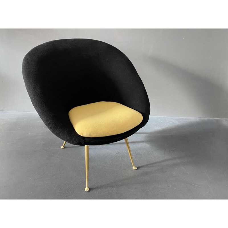 Vintage black and gold cocktail chair, Italy, 1950