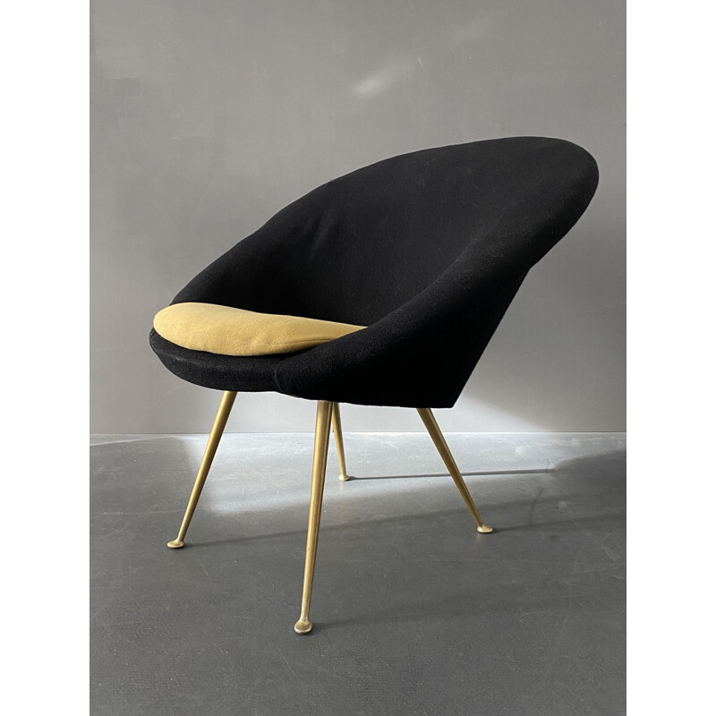 Vintage black and gold cocktail chair, Italy, 1950