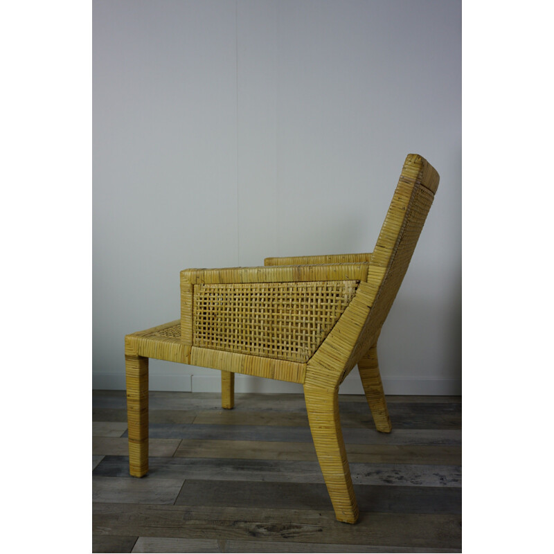 Pair of vintage rattan armchairs by Jean Michel Frank and Adolphe Chanaux, 1930