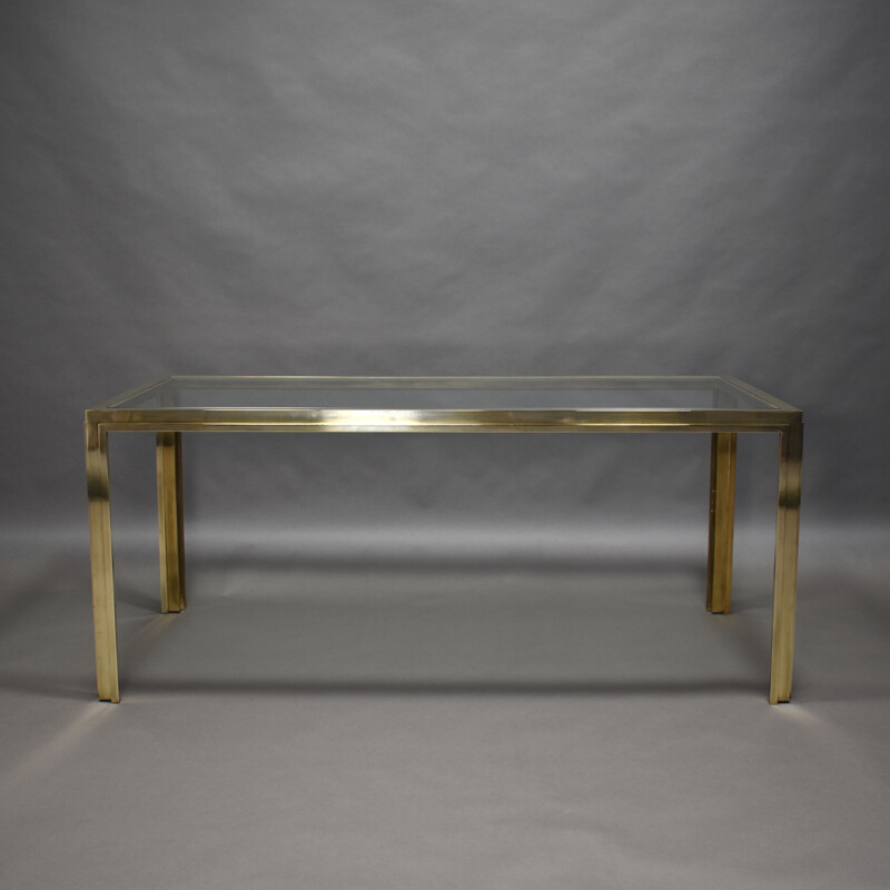 Vintage dining set in gold plate and brass, Italy, 1970s