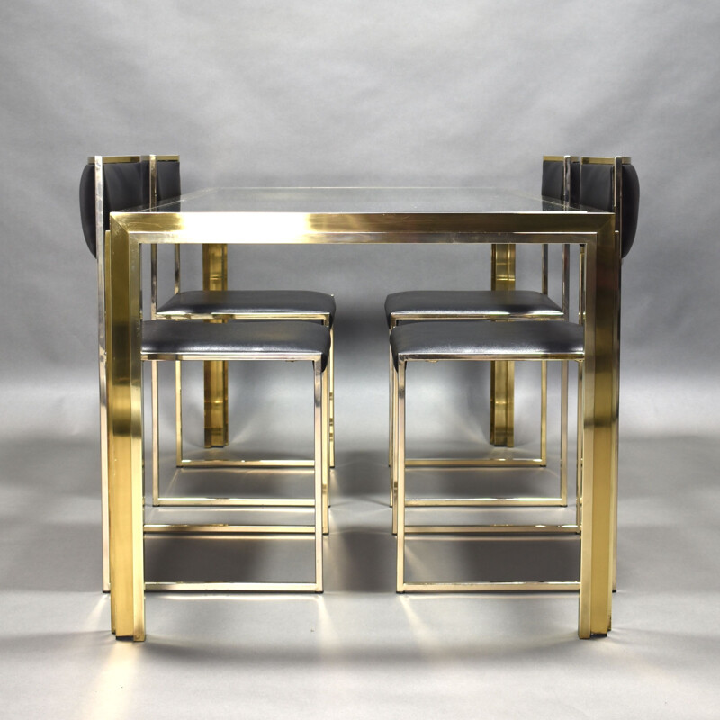 Vintage dining set in gold plate and brass, Italy, 1970s