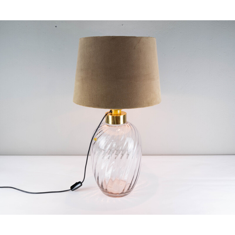 Vintage brass and blown glass table lamp for Lumica, Spain 1970