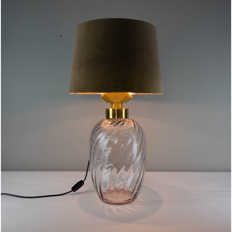 Vintage messing en geblazen glas tafellamp voor Lumica, Spanje 1970