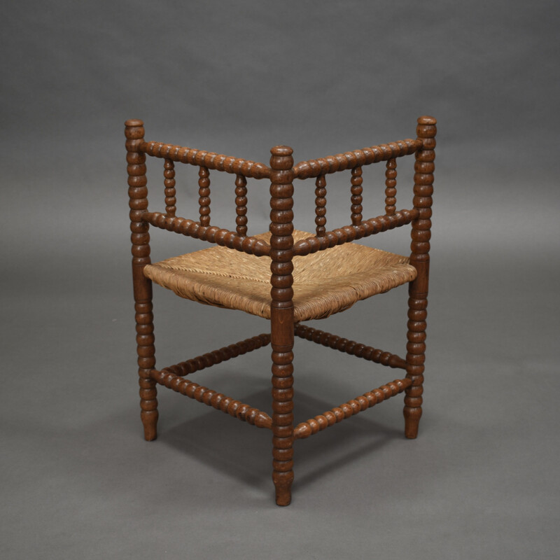 Oak wood vintage corner chair, 1940