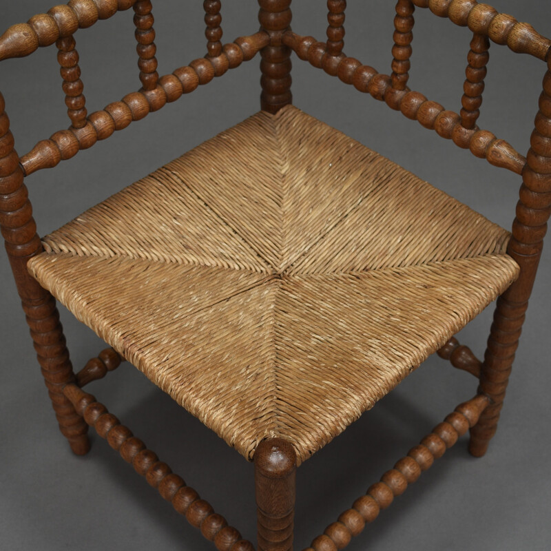 Oak wood vintage corner chair, 1940