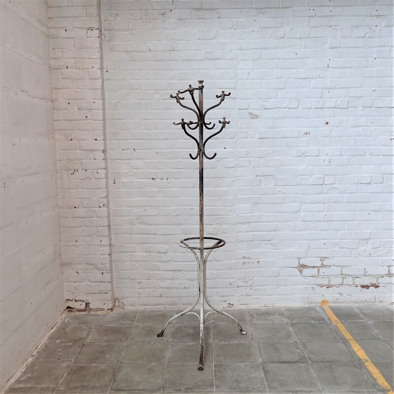 Vintage industrial iron coat rack