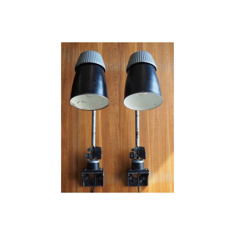 Set of Vintage Industrial Desk Bedside Lamps