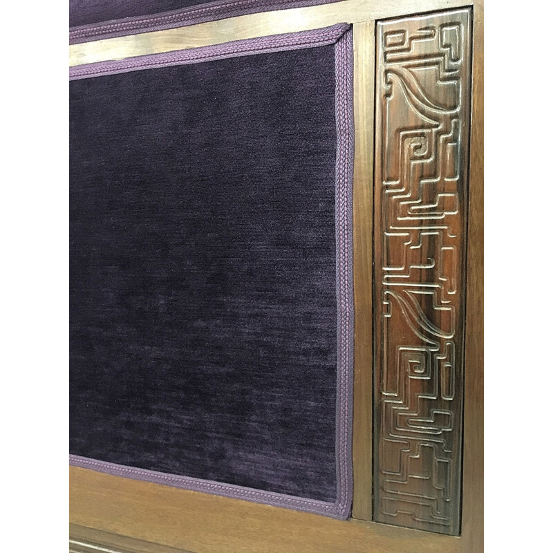 Sillones vintage de terciopelo púrpura de caoba, 1930