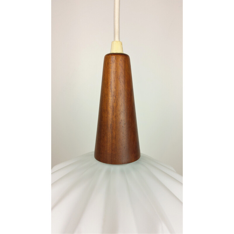 Vintage Scandinavian teak hanging lamp, 1960s