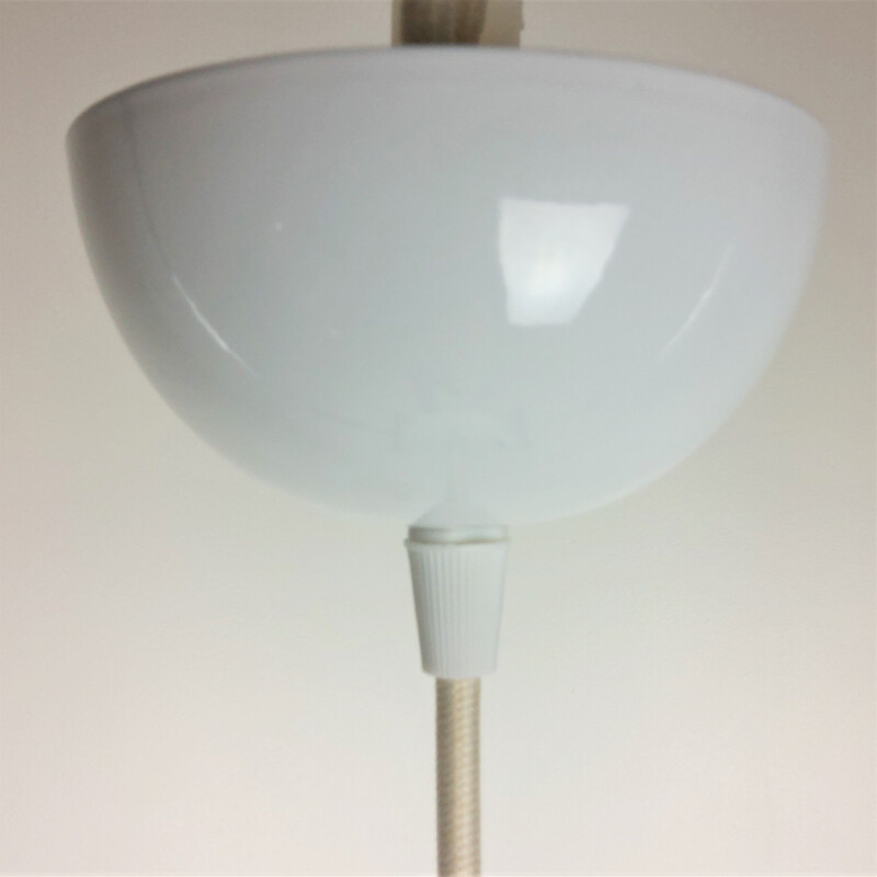 Vintage hanglamp van teakhout en opaline, 1960