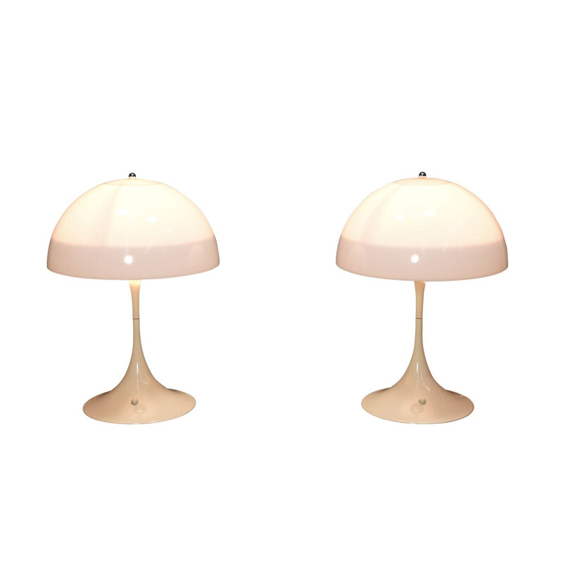 Pair of vintage Panthella tables lamps by Verner Panton for Louis Poulsen, Denmark, 1971