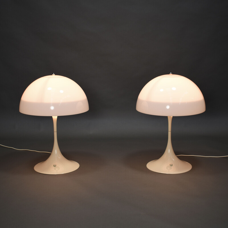 Pair of vintage Panthella tables lamps by Verner Panton for Louis Poulsen, Denmark, 1971