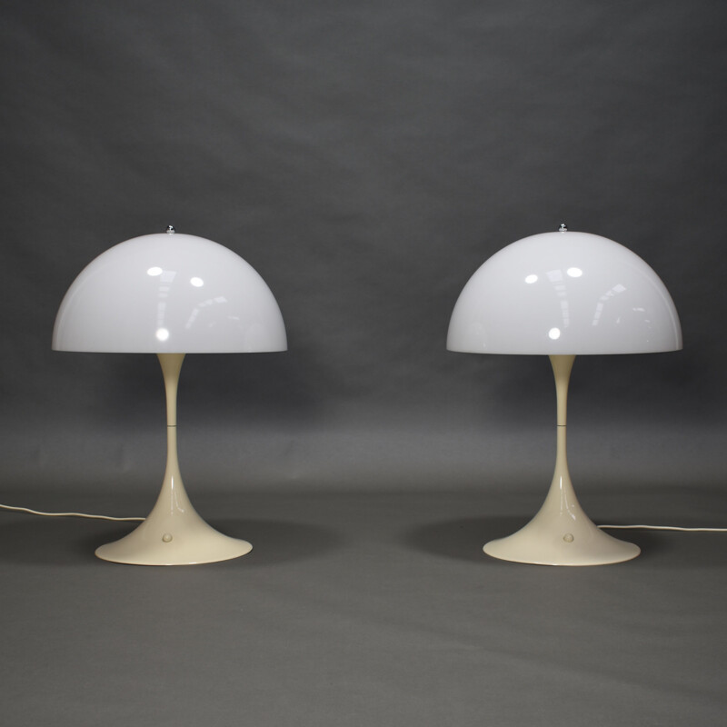 Pair of vintage Panthella tables lamps by Verner Panton for Louis Poulsen, Denmark, 1971