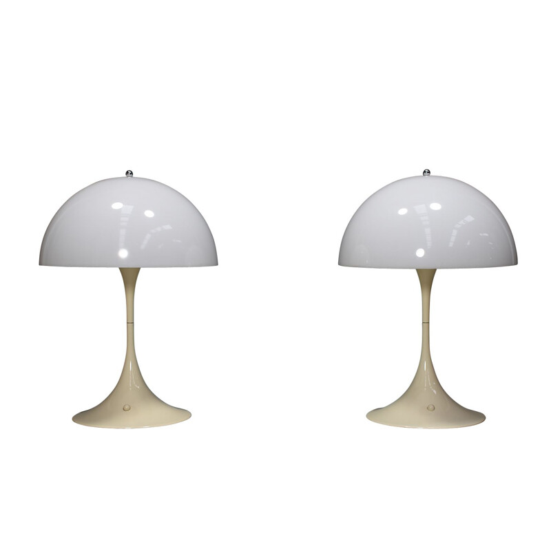 Pair of vintage Panthella tables lamps by Verner Panton for Louis Poulsen, Denmark, 1971