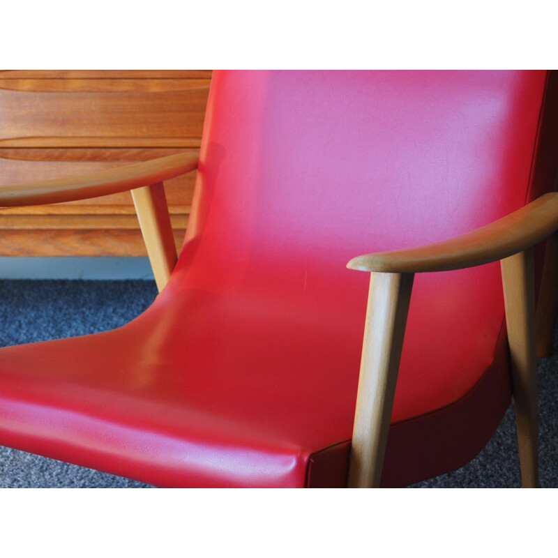 Vintage armchair in Red Vinyl, Denmark