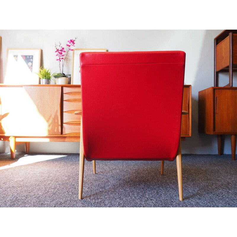 Vintage armchair in Red Vinyl, Denmark